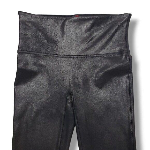 Spanx Faux Leather Leggings Womens Small Black Shaping Pull On - Picture 2 of 7
